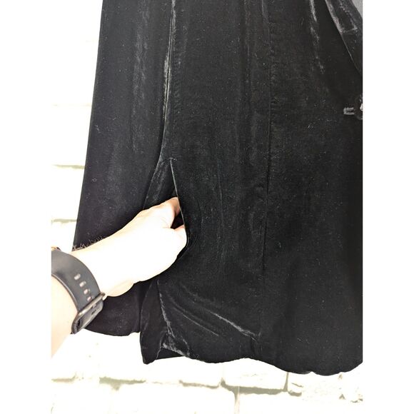 J. JILL Black Velvet Blazer One-Button Pockets Rayon/Silk Essential Small Petite - Picture 4 of 8